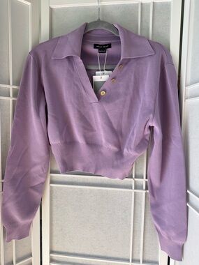 Urban Renewal Lilac Collared Pullover Hoodie - Lavender